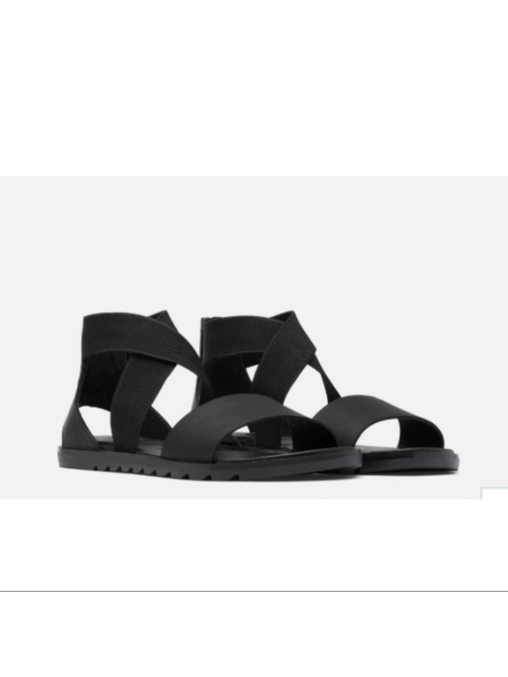SOREL Ella II Black Leather Crisscross Sandal size 8 - Picture 3 of 11